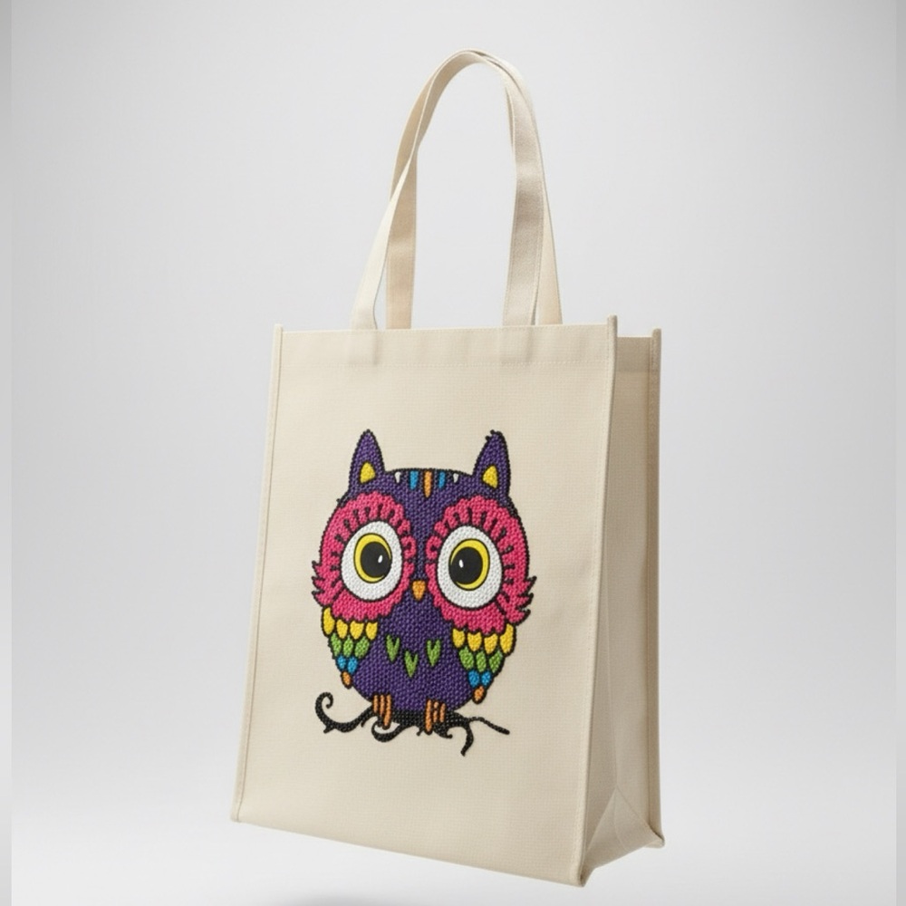 Sparkle Glitter Owl Tote Bag